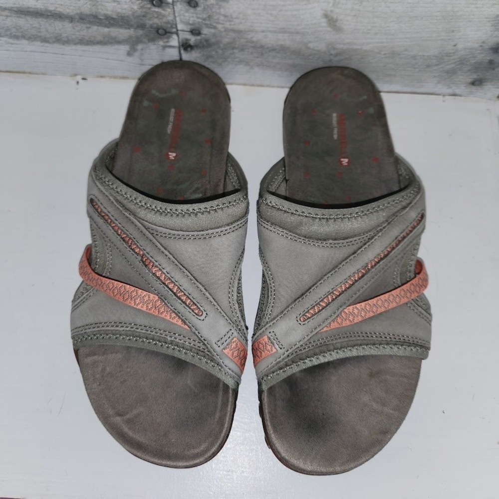 Merrell M-Select Fresh Slide Sandals Womens 10 Grey Coral Outdoor Walking Shoes